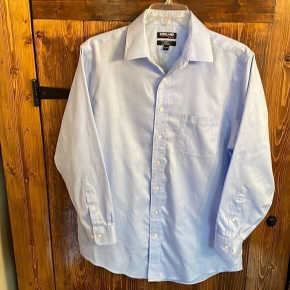 š¼MensāKirklandāSignatureāTailoredālongĀ sleeveādressāshirt - Picture 1 of 5